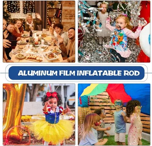 Vista 5 de jojofuny Juego de 24 palos inflables de aluminio para truenos, para juegos deportivos, conciertos, fiestas de cumpleaños, copa mundial de fútbol