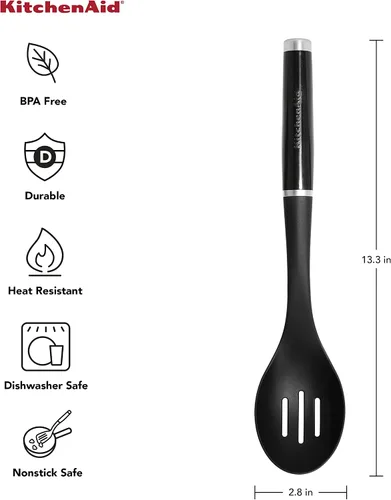 Vista 6 de KitchenAid Juego clásico de cuchara y espátula ranurada, color negro