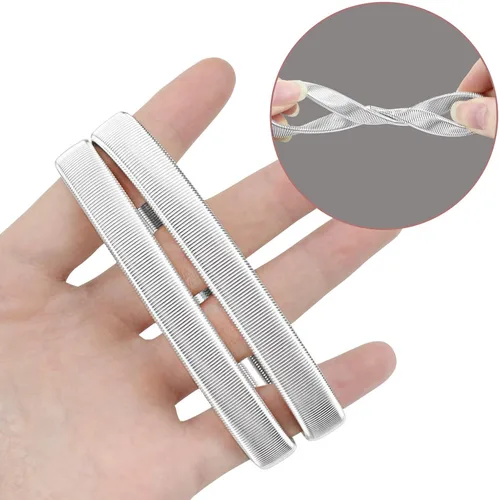 Vista 4 de Onwon 6 piezas antideslizante camisa manga titulares elástico alambre de acero metal brazaletes banda estiramiento ligas negro oro plata