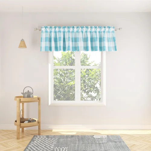 Vista 57 de Cenefas de cortina para ventana de 16 pulgadas de largo, 2 paneles de cuadros búfalo, cortinas pequeñas con bolsillo para barra, estilo clásico