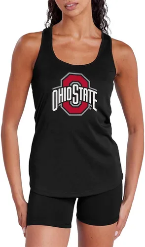 Vista 68 de Camiseta deportiva sin mangas oficial de NCAA Collegiate para mujer, con espalda cruzada, colección con logotipo primario