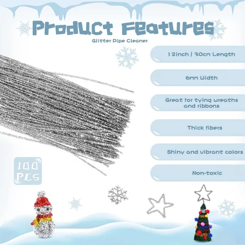 Vista 2 de Pipe Cleaners Craft - Tallos de felpilla para manualidades, 100 unidades, limpiadores de felpilla para niños, palos peludos para manualidades