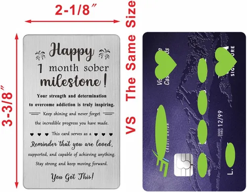 Vista 4 de TGCNQ Regalos de sobriedad de 1 mes - Regalos de recuperación para mujeres y hombres - Tarjeta de metal de aniversario sobrio de 30 días