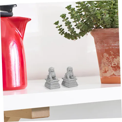 Vista 8 de DOITOOL 2 estatuas de perro Foo, leones guardianes, estatuas de piedra Feng Shui, estatuas de león de estilo chino, figuras coleccionables