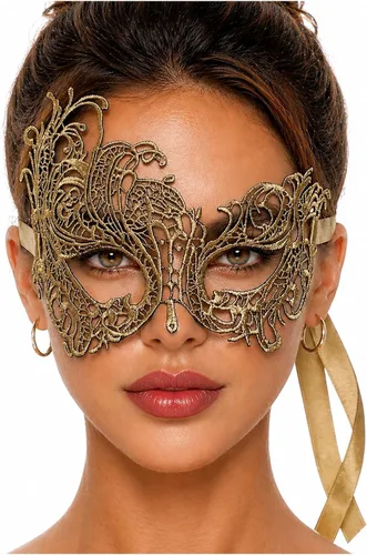 Vista 86 de Masquerade Mask For Women Lace Masquerade Mask for Masquerade Party, Proms, Venetian Party, Mardi Gras, Halloween & Cosplay Ana Bg Pluma de Pavo Real
