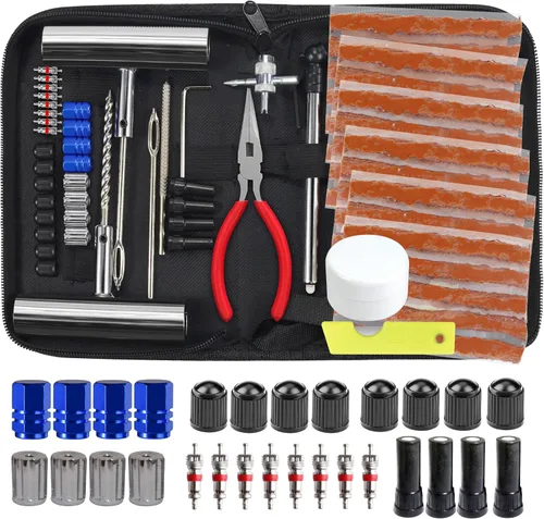 Vista 8 de Kit de reparación de neumáticos, 33 piezas, kit de enchufes de neumáticos resistentes, herramientas universales de reparación de neumáticos