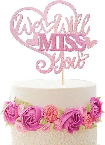 Vista 8 de 30 piezas de adornos para cupcakes con purpurina «We Will Miss You» Don't Go We Need You Bye Voyage Good Luck Heart Cupcake Picks para despedida