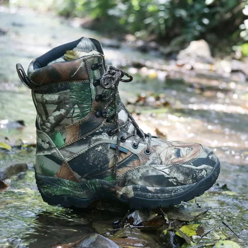 Vista 8 de Botas de caza impermeables para hombre, 8 pulgadas, ligeras, aisladas, camufladas, para exteriores, 14.11 oz Thinsulate