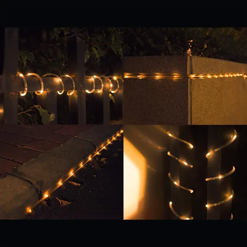 Vista 5 de Tira de luces LED que funciona con pilas, cadena de luces de hadas de 40 pies, 120 LEDs, 8 modos, para exteriores, impermeable