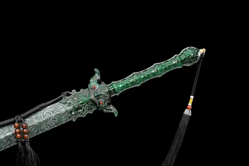 Vista 5 de Espada china Han Jian alto manganeso acero afilado hoja bestia protector de Verde