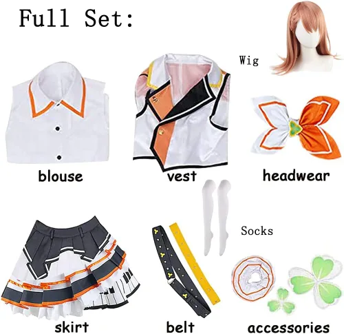 Vista 2 de Lmetsky Hanasato Minori - Disfraz de cosplay de Sekai Minori para cosplay, uniforme con peluca para mujer