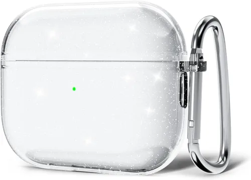Vista 46 de Svanove Funda para Airpods Transparente con Purpurina, Funda Brillante y Bonita para Airpods de 1ª y 2ª Generación con Llavero, Carcasa Rígida