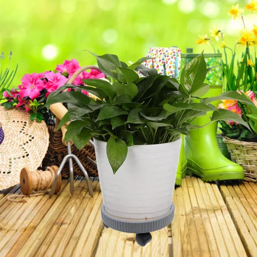 Vista 9 de Kisangel 2pcs Rolling Plant Stand with Wheels, Plastic Flower Pot Mover Reusable round Tray, Floor Protection for Hardwood Surfaces, Supports