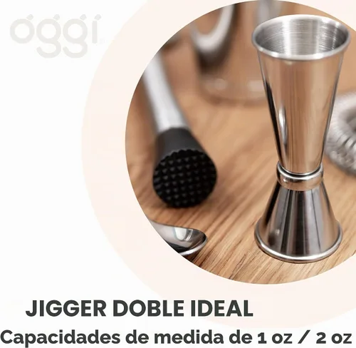 Vista 4 de OGGI Jigger japonés para bartending, doble jigger de 2 onzas, 1 oz, 1.0 fl oz/2.0 fl oz, Jigger de tiro medidor, accesorios ideales para barman