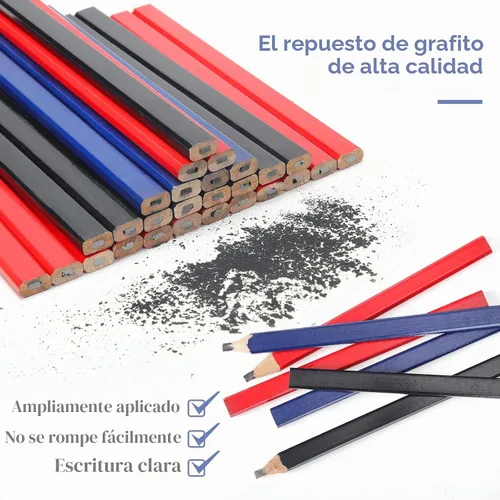 Vista 4 de Epakh - 120 lápices de carpintero de 7 pulgadas, octagonal, rojo, azul