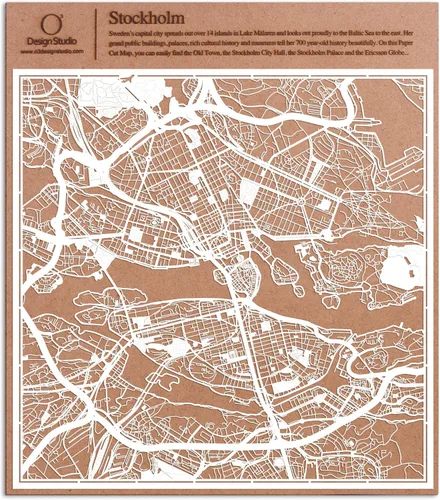Vista 45 de O3 Design Studio Aberdeen - Mapa de papel cortado en papel blanco de 12 x 12 pulgadas