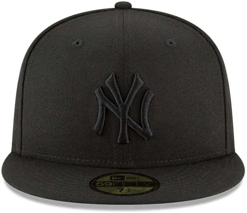 Vista 2 de Gorra New Era para hombres de los New York Yankees. Colección auténtica de gorras MLB 59Fifty, adulto, escarlata Negro/Negro