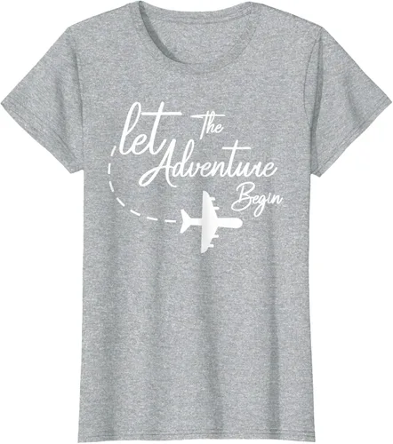 Vista 25 de Let The Adventure Begin - Camiseta inspiradora en modo de viaje en avión, Negro, S