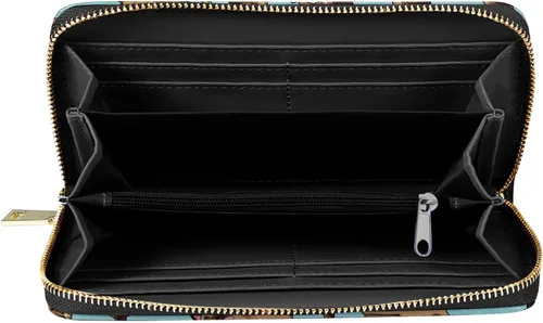 Vista 4 de WIRESTER Cartera de piel sintética con tarjetero y cremallera alrededor de la cartera larga para mujer