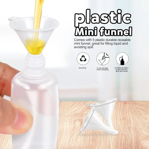 Vista 4 de YGDZ Botellas Aplicadoras de Punta de Precisión, 12 Piezas Botellas de Pegamento de Punta Fina con Aguja de 1 Onza con 5 Mini Embudos Punta Blanca
