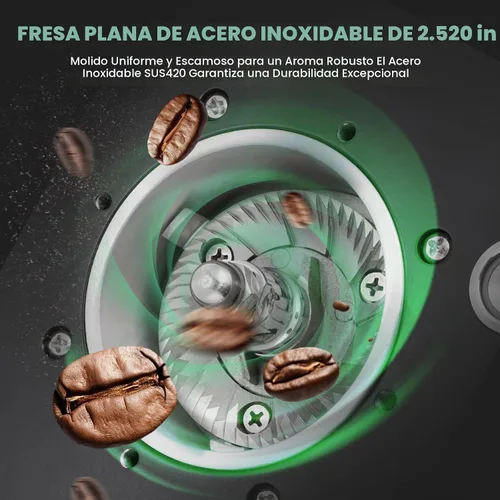 Vista 2 de Huanyu Molinillo de café comercial - Control de pantalla táctil, 8 ajustes de molienda, rebaba plana de 2.520 in, modos de dosificación dual