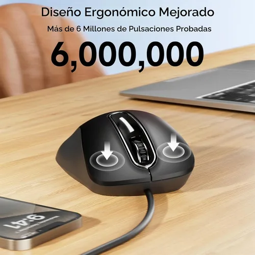 Vista 4 de memzuoix Ratón con Cable, Ratón USB para Computadora 1400 DPI Ratón Óptico Móvil Diseño Ergonómico Ratones para Computadora con Cable de 5 Pies