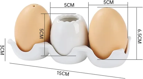 Vista 5 de Dispensador de especias de cerámica en forma de huevo, dispensador de condimentos, palillo de dientes con agujeros, recipiente de porcelana de sal