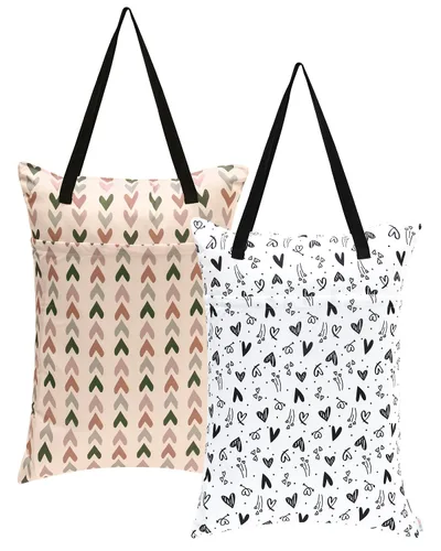 Vista 16 de ALVA ALVABABY - Paquete de 2 pañales grandes de tela impermeable para colgar en seco y húmedo, con bolsillos dobles con cremallera, 25 x 18 pulgadas