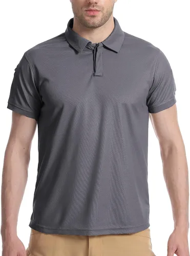 Vista 3 de YAXHWIV Polo para hombre, camiseta táctica para hombre, manga corta, absorbe la humedad, camiseta de tenis de golf