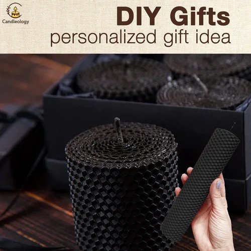 Vista 4 de Hojas de cera de abeja negra para hacer velas, kit de fabricación de velas de cera de abeja orgánica para adultos y niños, juego de manualidades