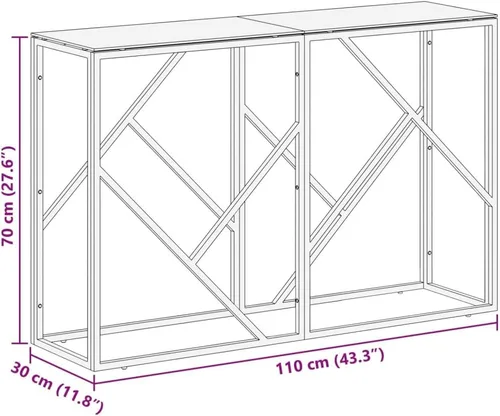 Vista 3 de vidaXL Mesa de consola, mesa de sofá, mesa de consola de pasillo, detrás de la mesa del sofá para sala de estar, estilo moderno, acero inoxidable