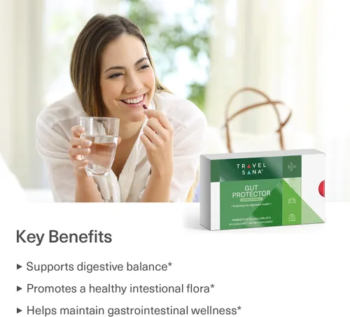 Vista 9 de Probióticos de viaje para la salud digestiva, apoyo inmunológico y diarrea ocasional del viajero Probióticos para la salud intestinal Suplemento