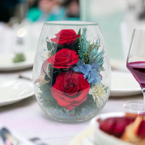 Vista 8 de Fiora Flower Rosas preservadas y arreglo floral en jarrón de vidrio sellado Dura hasta 5 años Regalo elegante para bodas, cumpleaños y Brisa