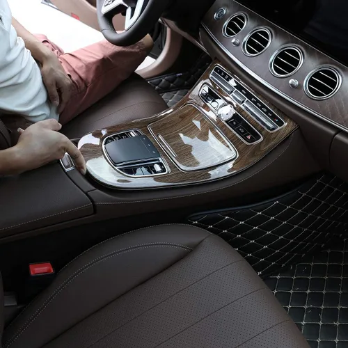 Vista 5 de YIWANG Cubierta decorativa de panel de consola central de ABS cromado, 2 piezas para Mercedes Benz Clase E W213 2019 accesorios de automóvil