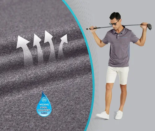 Vista 26 de V VALANCH Polo de golf de manga corta para hombre, estilo casual, con cuello que absorbe la humedad