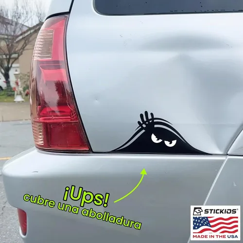 Vista 4 de Stickios Peekaboo - Calcomanía para automóvil, diseño de monstruo de Peeking para autos, camiones, carritos de golf, ventanas de vehículos