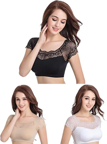 Vista 13 de DRESHOW Bralette de encaje sin mangas, brasier sin aros para mujeres y Paquete de 1: rosa