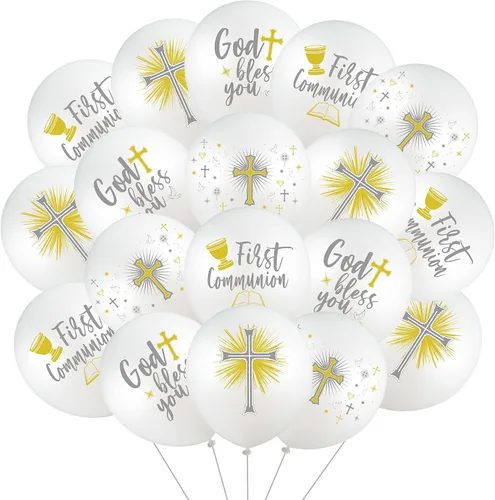 Vista 7 de Skylety Globos de látex con 48 palomas cruzadas, globos de bautismo de 12 pulgadas para primera comunión y bautizo (azul)