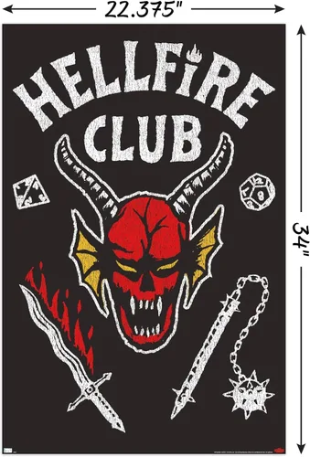 Vista 3 de Trends International Netflix Stranger Things: Temporada 4 - Póster de pared de Hellfire Club, 22.375 x 34 pulgadas, versión sin marco