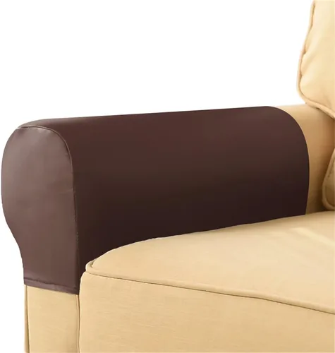 Vista 10 de 2 fundas para reposabrazos de sofá de piel sintética y elastano, elásticas, antideslizantes, protectores para sillones con clavos de giro libre