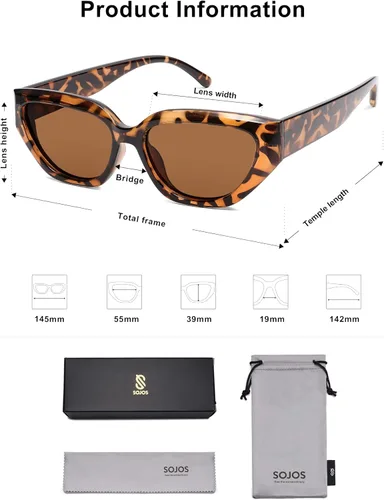Vista 5 de SOJOS Gafas de sol polarizadas de ojo de gato lindo de moda para mujer Cateye SJ2237