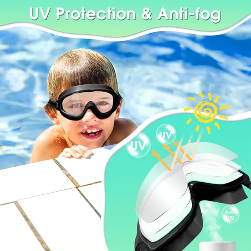 Vista 4 de EverSport Paquete de 2 gafas de natación para niños, gafas de natación antivaho para niñas y niños de 3 a 15 años