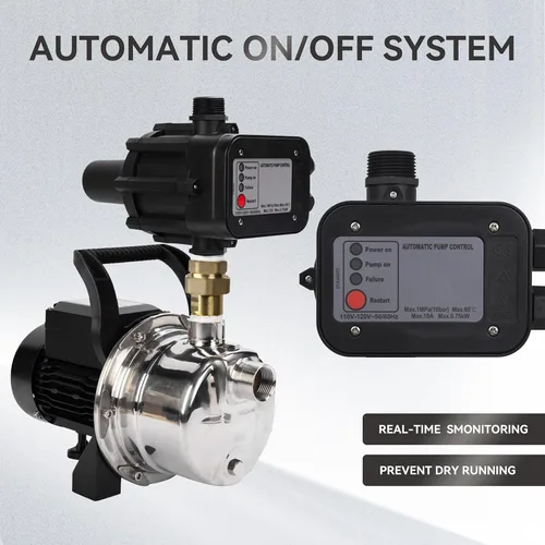 Vista 3 de BACOENG Bomba elevadora de presión de agua de acero inoxidable con controlador inteligente Auto ON/OFF para presurización de suministro de agua sin