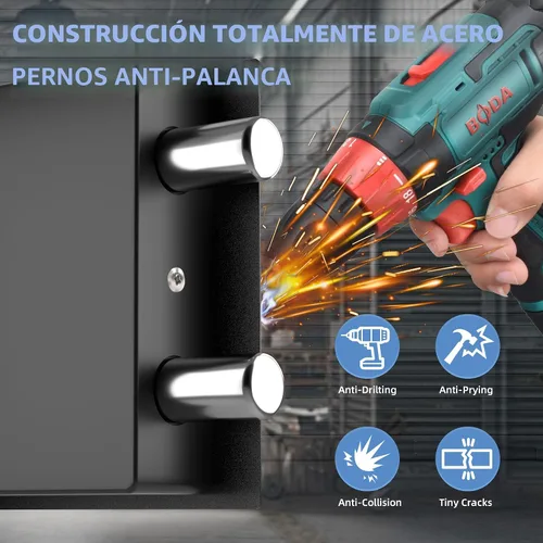 Vista 6 de Caja fuerte digital electrónica para dinero, caja de seguridad de acero con teclado, para oficina, hotel, negocios, joyería, pistola, caja fuerte
