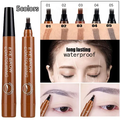 Vista 2 de Lápiz profesional para cejas, impermeable, fácil y fácil de moldear cejas, de larga duración, lápiz de cejas (rojo-marrón)