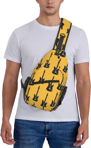 Vista 7 de Small Crossbody Bags for Women Men - Vintage Guitar Black Print Adjustable Shoulder Bag Fanny Packs Belt Sling Bag Crossbody Purses Backpack for