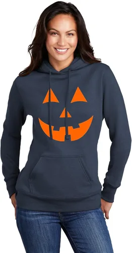 Vista 34 de Go All Out Jack O Lantern Pumpkin Face Halloween Divertida sudadera con capucha para hombre y mujer Naranja