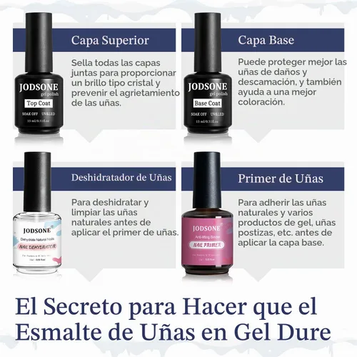 Vista 3 de JODSONE 4 botellas de 15 ml de deshidratador de uñas, primer de uñas, capa base, capa superior, larga duración y fácil de aplicar, botella grande