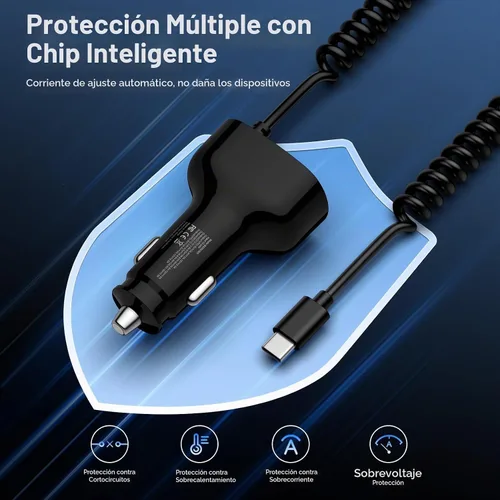 Vista 5 de 60W tipo C cargador de coche súper rápido Samsung para Galaxy S26/S25 Ultra Todo negro