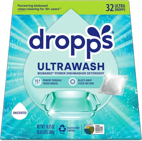Vista 8 de Dropps UltraWash Cápsulas de detergente para lavavajillas, limón cítrico (32 unidades) – Comprimidos de detergente para lavavajillas de limpieza